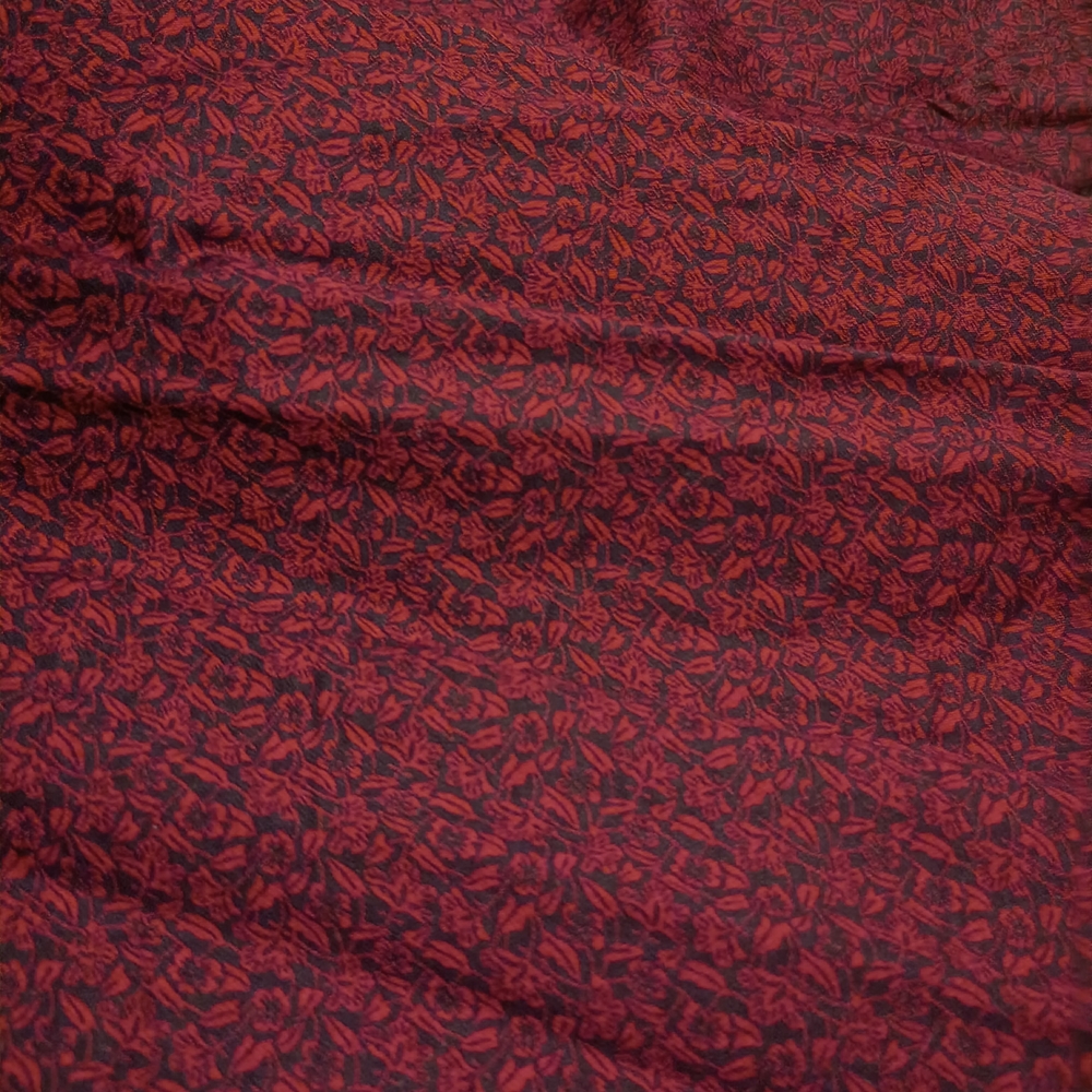Claiborne Red and Black Floral Casual Button Down Shirt